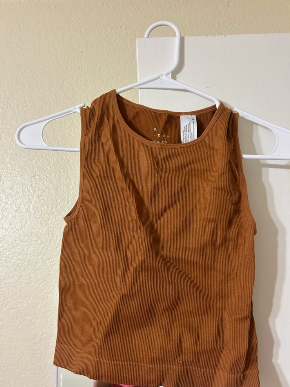a new day Ribbed Tank Top - Rust Brown